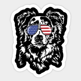 Proud Border Collie American Flag sunglasses Sticker